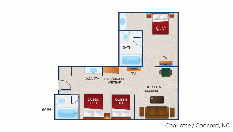 The floor plan for the Grand Bear Suite(balcony/patio)